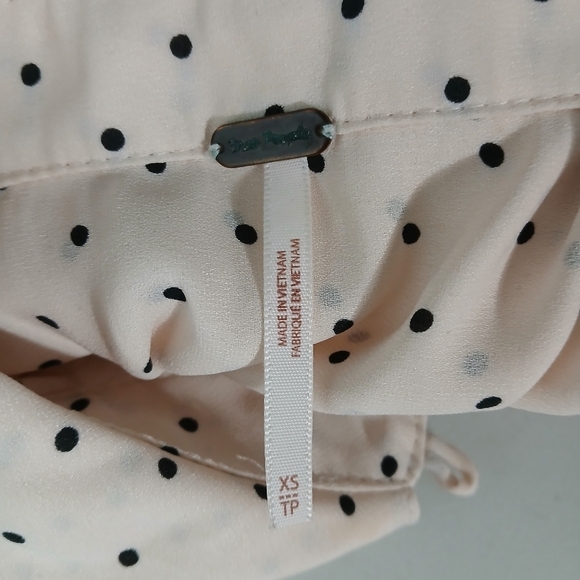 Oversize Free People Polka Dot Blouse with Tie - Picture 5 of 10